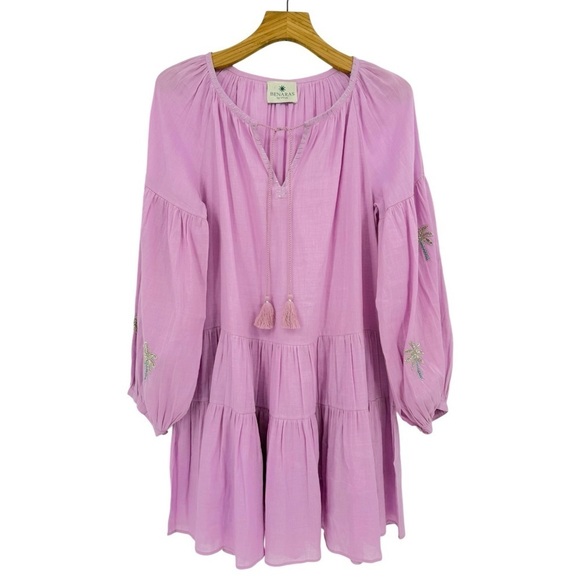 Benaras by Citrus Santorini Sylvia Puff Sleeve Dress Beaded Embellished Size M - Picture 1 of 13